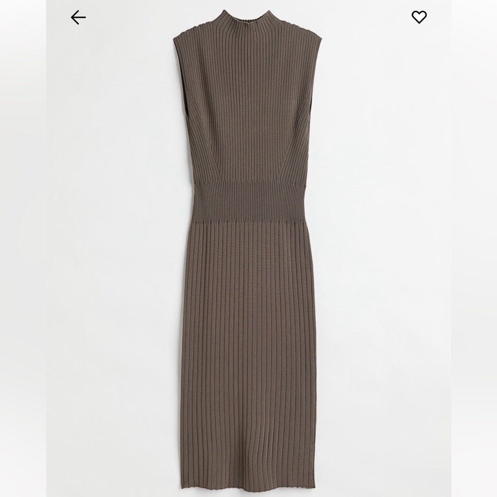 H&M Sleeveless Rib-Knit Dress - Dark khaki green size small